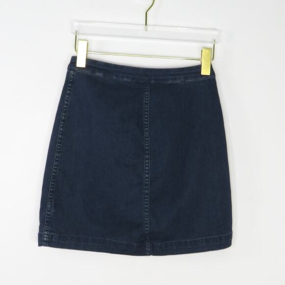 Free People This Way or That Denim Mini Skirt Zipper Skirt High Rise 4 Small - Picture 4 of 7